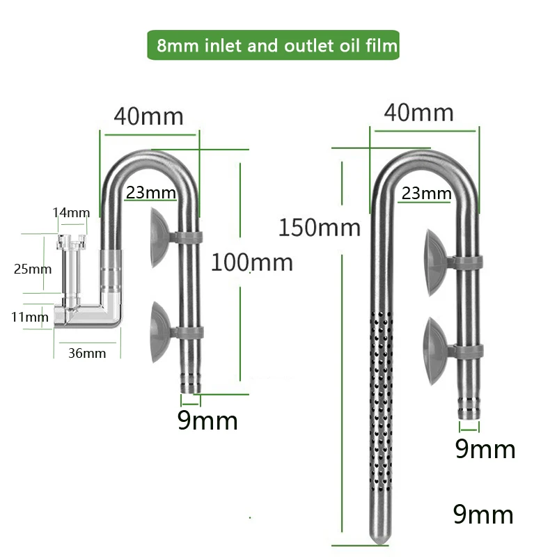 8mm Aquarium Mini-Filterrohr aus Edelstahl, Anti-Fisch- und Garnelen-Einlass- und -Auslass-Ölfilmfilter, Aquariumzubehör – Detail 8