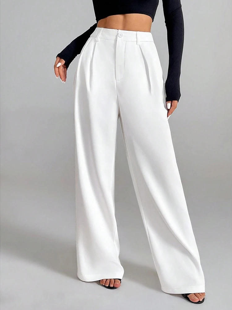 Elegant Wide Leg Pants High Grade Office Formal Straight Pants High Waist Hip Shaping Slim Fit Stylish Versatile Commuter Wear