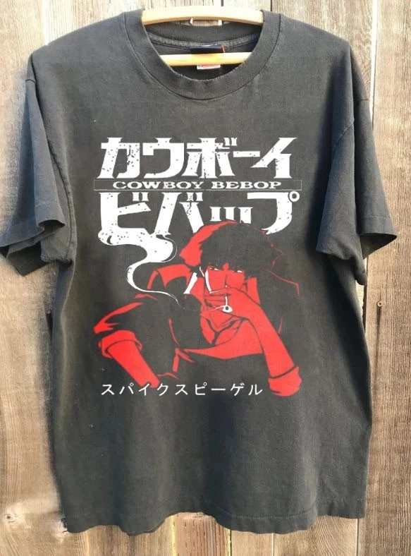 Camiseta unisex con gráfico de anime y manga vintage de Cowboy Bebop, color carbón, Vtg