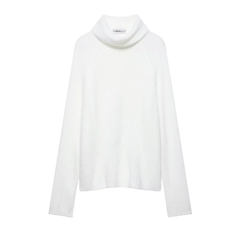 

Women' Split Jumper Spring Casual High Neck Loose Long Sleeve Solid Plain Women's Sweater Simple Female Tops