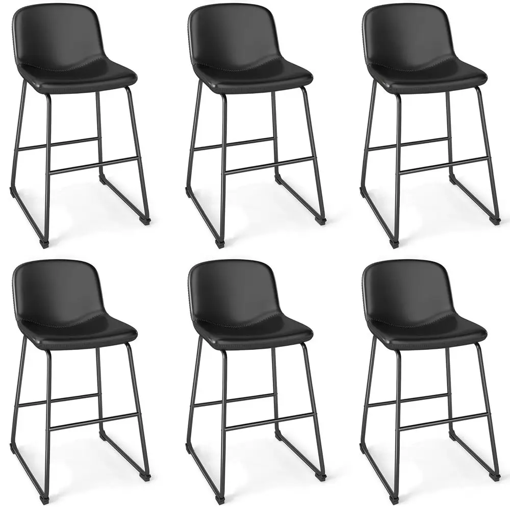 

Counter Height Bar Chairs Set of 6, Black Modern Counter Stools with Back amp Metal Legs, Armless Dining Chairs for Kitchen Isl