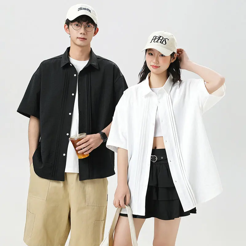

Unisex Short Sleeve Shirt | Relaxed Fit Dropped Shoulder | Lightweight Casual Button-Up for Streetwear & Daily Outfits