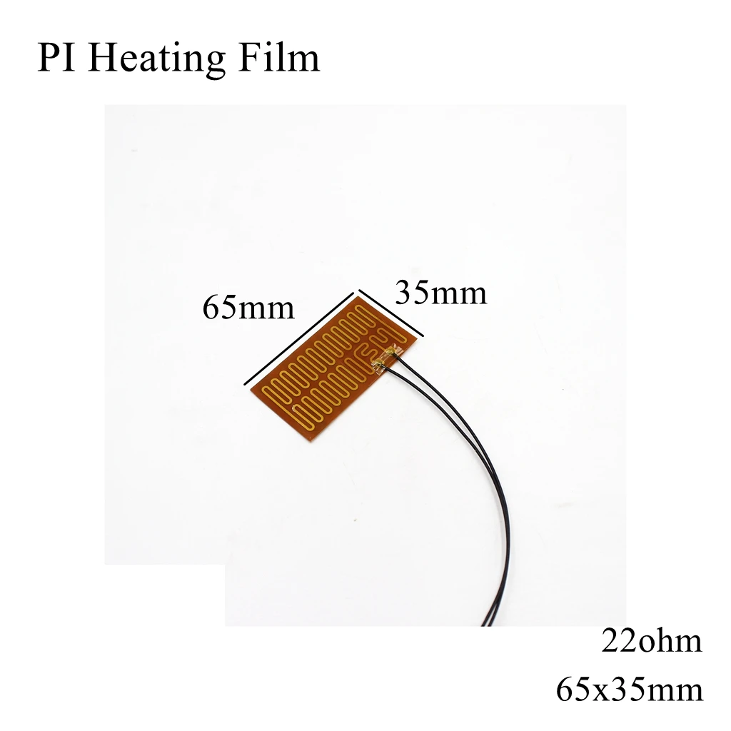 65x35mm 5V 12V 24V 110V 220V PI Heating Film Polyimide Adhesive Electric Heater Plate Panel Pad Mat Fuel Foil Oil Engine Tank