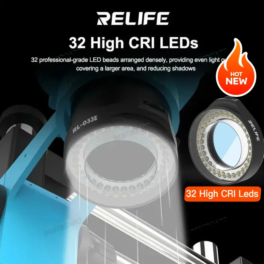 RELIFE RL-033E LED Microscope Light Adjustable Round Lamp for Phone BGA Repair For Most Stereo Microscopes Light Source tools