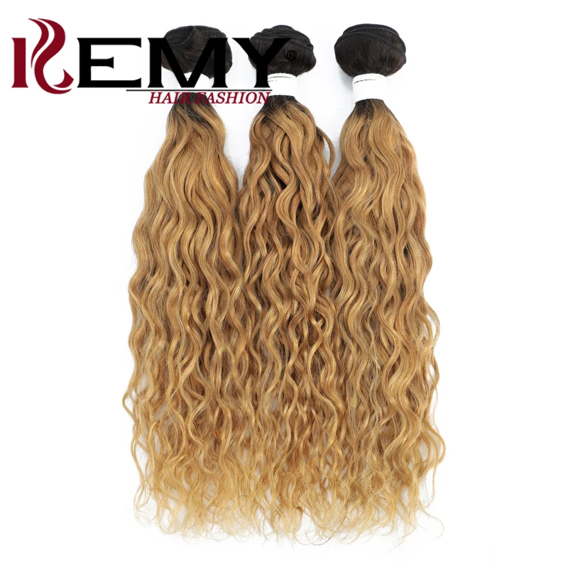 Onda de água Pacotes de cabelo humano 1B/27 Ombre Loira Cabelo Humano Weave Bundles Brasileiro Remy Cabelo Bundle Ofertas 3/4 PCS Fast Shpping