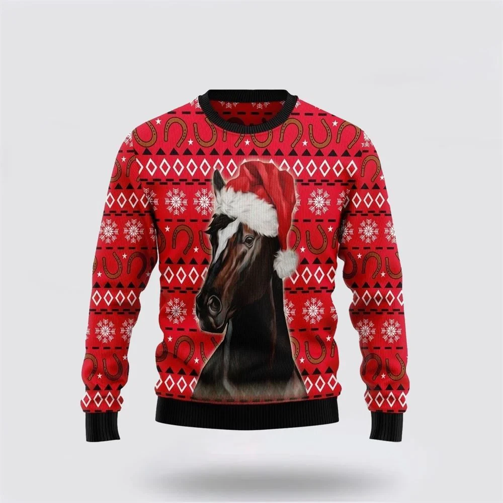 Masculino feminino feio natal moletom cavalo camisola 3d impresso animal gráfico natal suéteres topos novas roupas femininas dropshipping