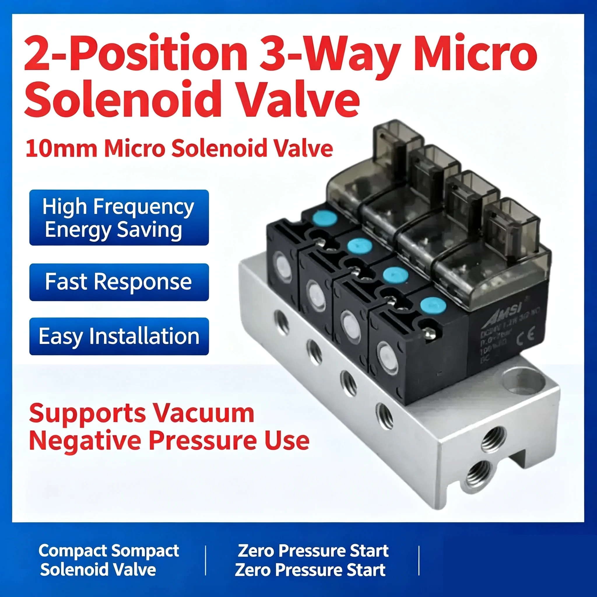 2-Position 3-Way High-Frequency Micro Solenoid Valve Vacuum Pneumatic Mini Valve Low Power Consumption for Industrial Use