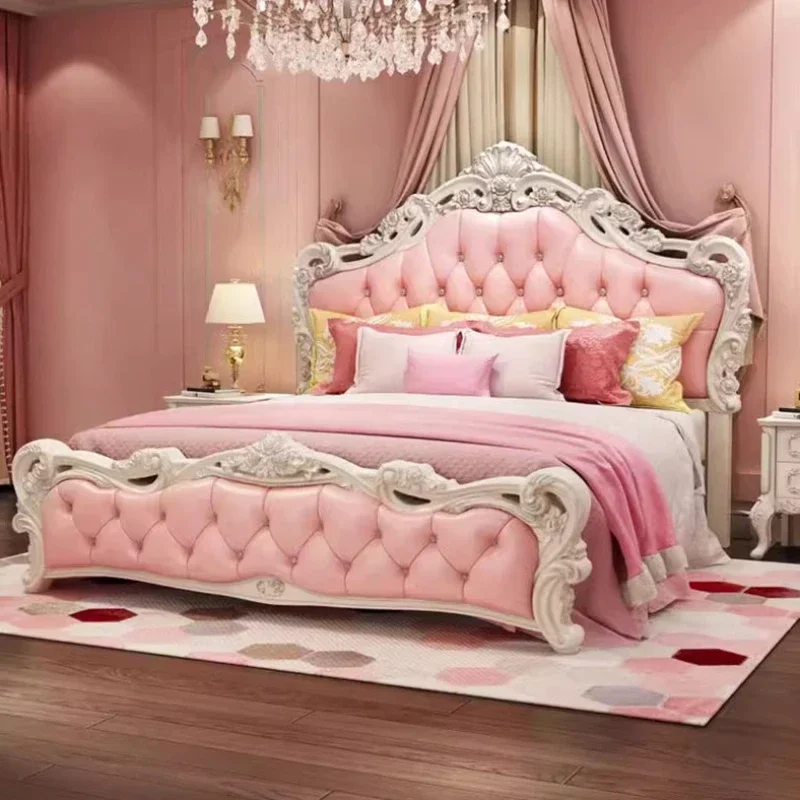 

Beauty European Double Bed Modern Whitr High End King Size Frame Double Bed Sleeping Wood Lit Deux Place Furniture For Bedroom