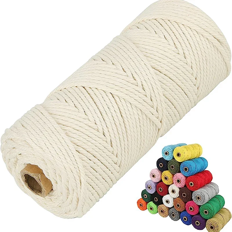 

100M/Roll Macrame Cotton Cord 3mm Colored Cotton Macrame Yarn Rope Twine String For DIY Crafts Knitting Hangers Macrame Supplies