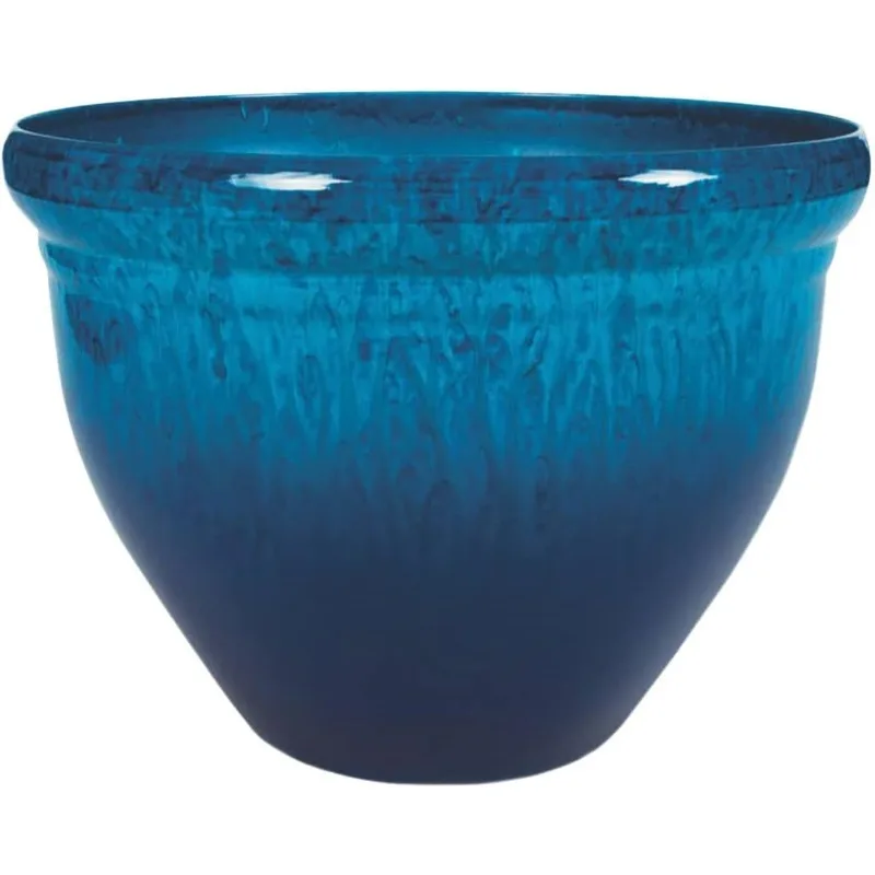 

20 Inch Pizzazz Decorative Round Planter - Lightweight Premium Resin Plant Pot with a Ceramic Look for Indoor Outdoor Use