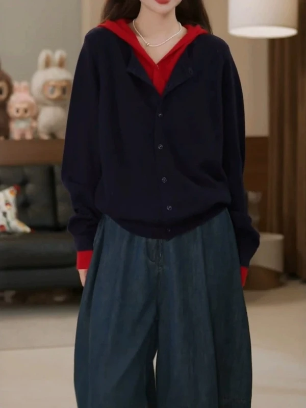 

Женская трикотажная толстовка больших размеров, новинка весны, свободный крой, с цветными блоками, многослойный эффект, модный топ больших размеров, стройнящий силуэт