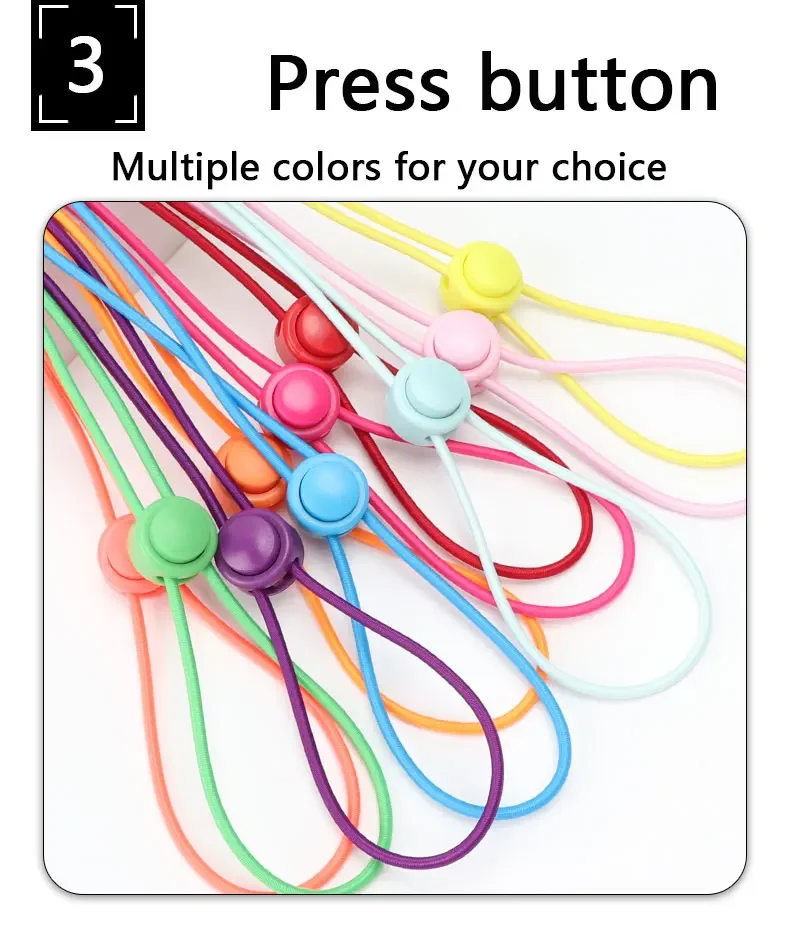 No-Tie Elastic Shoelaces Stretch Laces with Press Lock for All Shoes Quick Wear in 1 Second Hiking Sport Lazy Laces Multi Colors