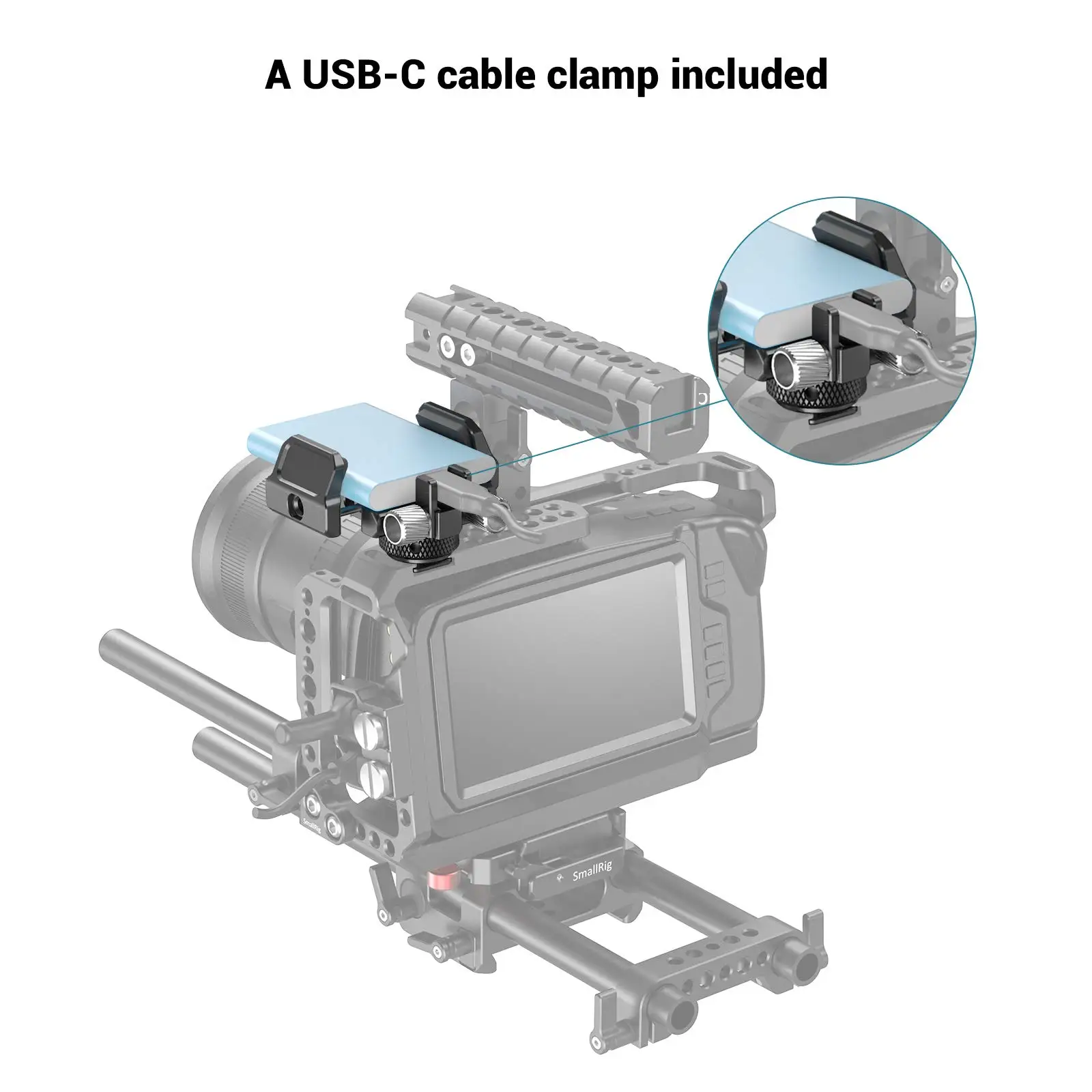 SmallRig uniwersalny zacisk mocujący do zewnętrznego SSD do Samsung T5 SSD kompatybilny z klatką SMALLRIG do BMPCC 4K & 6K - BSH2343