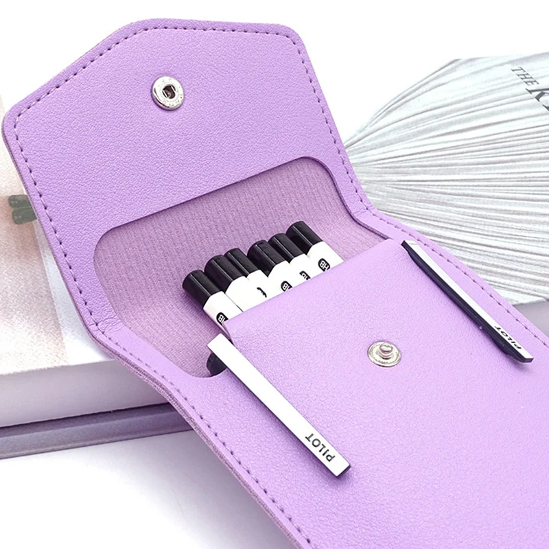 Creative PU Leather Pencil Case Large Capacity Business Signature Pen Storage Bag