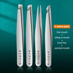 Precision Stainless Steel Tweezers For Eyebrow Hair Facial Hair Removal Splinter Blackhead Slant Tip Angle Tip Pointed Tip Preci