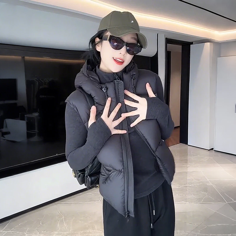 

Loose Women's Cotton Jacket Vest 2026 New Autumn Winter plus Size Fashionable Outerwear Hooded Short Style Zipper Closure