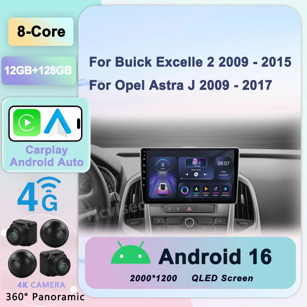 

Android 16 For Buick Excelle 2 2009 - 2015 For Opel Astra J 2009 - 2017 Car Radio Multimedia Video Player Navigation Stereo GPS