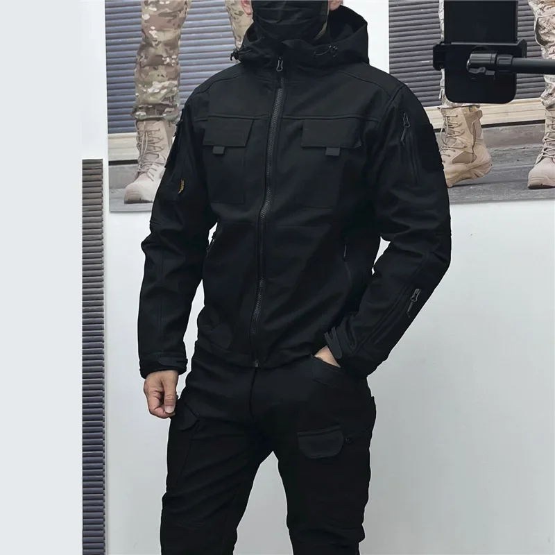 

2023 Men's Winter Velvet Thickened Outdoor Invader Soft Shell Tactics Windproof and Waterproof Mountaineering Charge Set