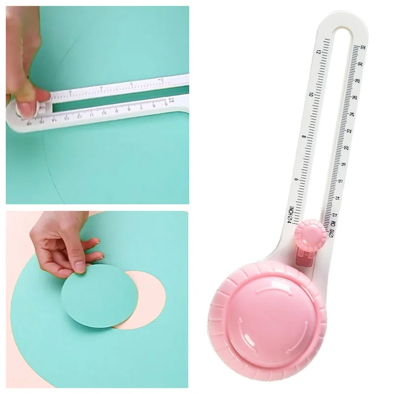 Circle Cutter for Paper, Rotary-Circular Cutter, Compass Circular Cutter, Circle Paper Cutter for Scrapbooking,Pink