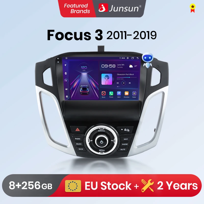 Junsun Wireless CarPlay Car Radio Multimedia For Ford Focus 3 2011 2012 2013-2019 Android Auto GPS autoradio Stereo 2din Screen