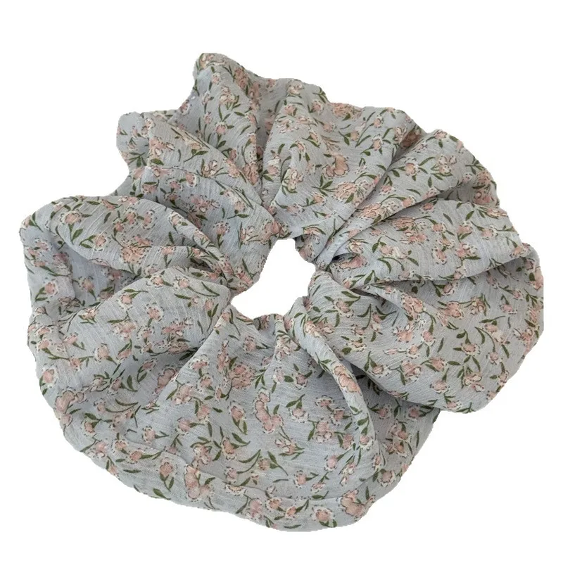 لطيف الأزهار الشيفون النسيج الأمعاء الغليظة الشعر حلقة ذيل حصان حامل الشعر حبل الراقية عقال موضة إكسسوارات الشعر #5