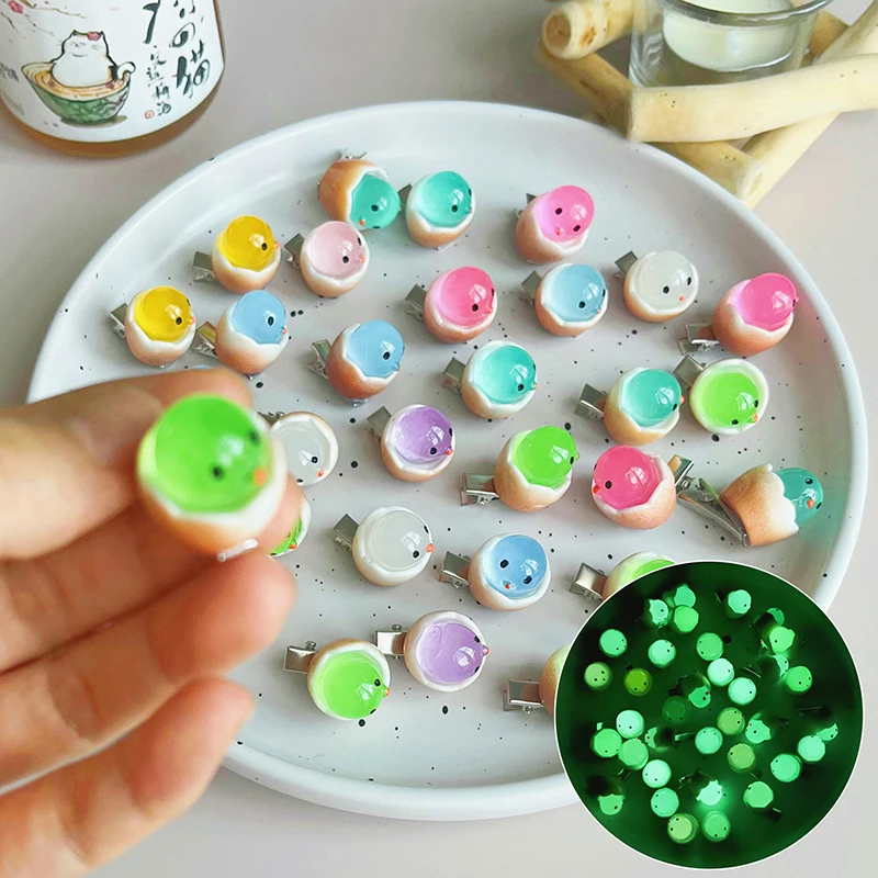 Cute Colorful Glow In The Dark Cracked Small Eggs Hairpin Clips Luminous Barrettes Girls Hair Grip Kids Headdress Accessories