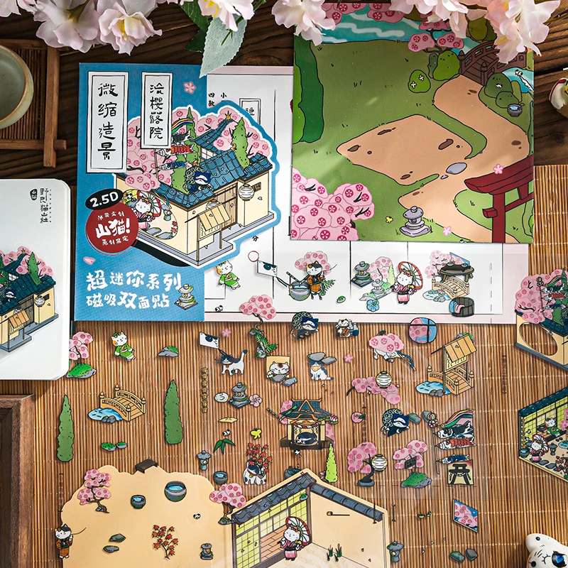 

Миниатюрная сцена в стиле ретро, 3D наклейки для ландшафтного дизайна, сделай сам, штабелирование и наклеивание сцены в кабине, ручная учетная запись, милый подарок для ребенка