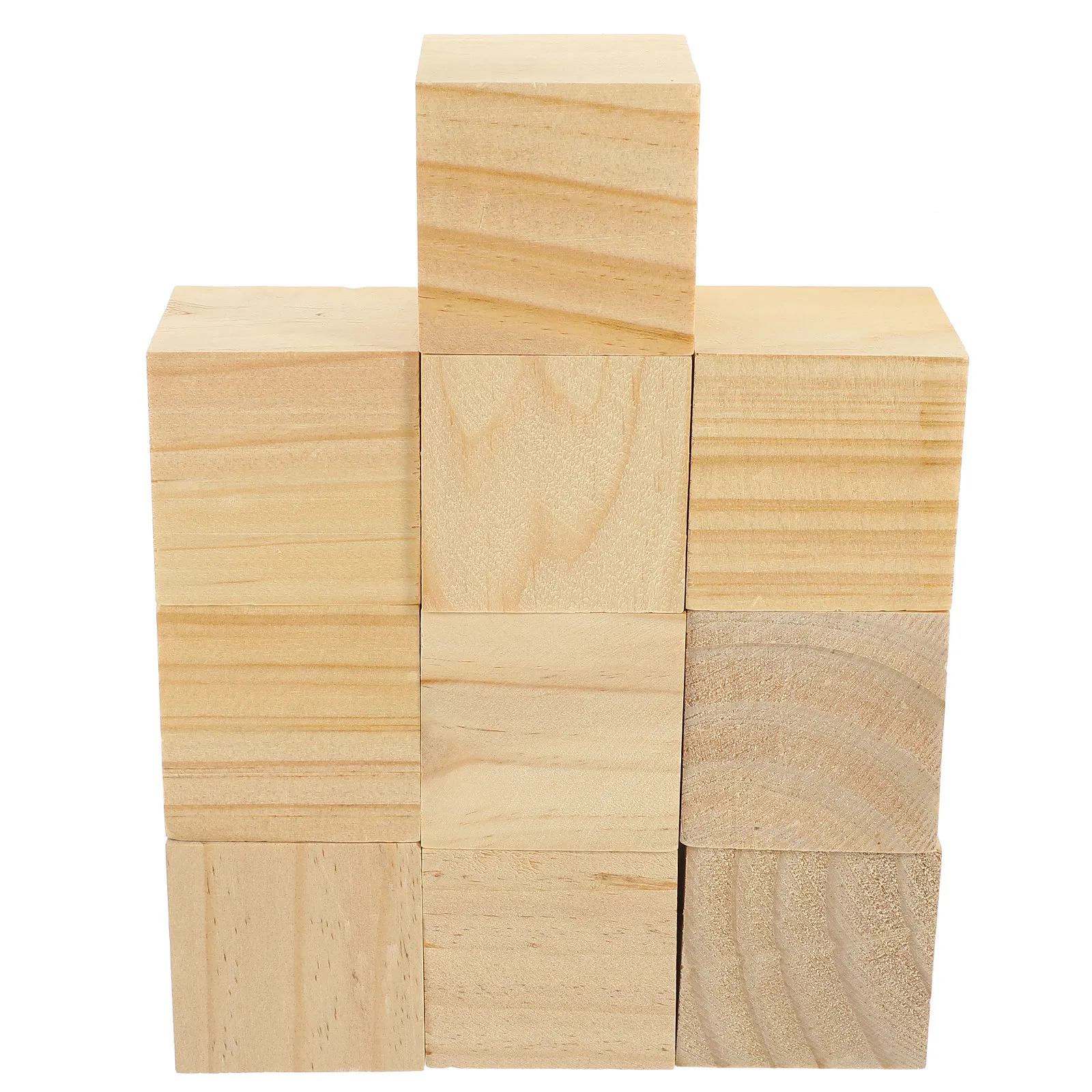 

10 шт. натуральных деревянных блоков из гладкой березы, маленькие кубики для поделок, квадратные деревянные блоки для DIY-проектов, точная резка
