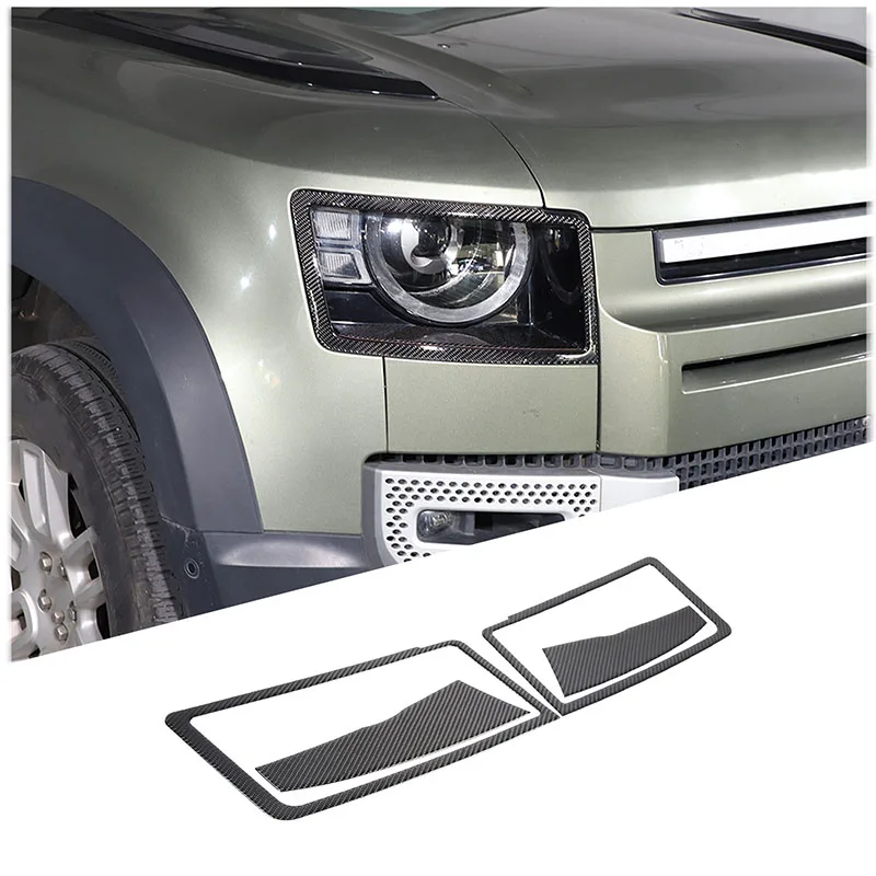 

Для Land Rover Defender 2020-2025 мягкие передние фары автомобиля из углеродного волокна, декоративная рамка, наклейки, аксессуары