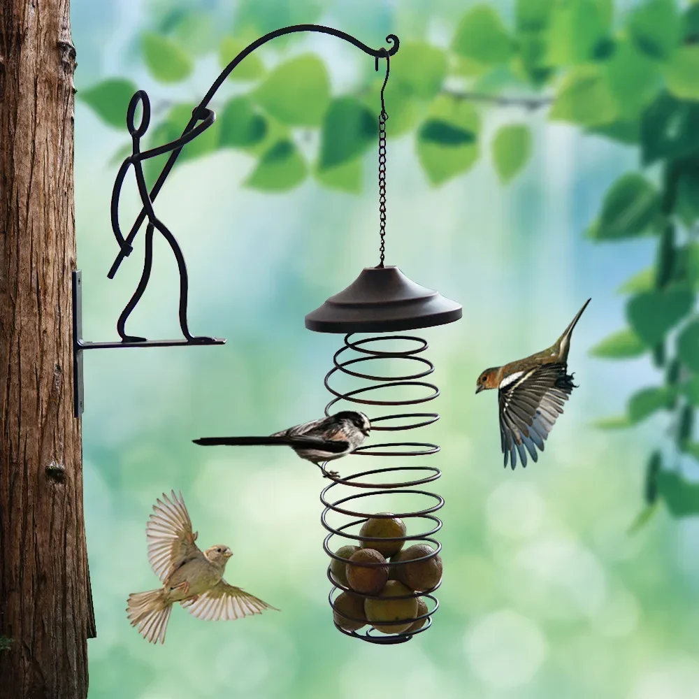 Iron Bird Feeder Outdoor Hanging Feeding Portable Wild Birds Grease Ball Holder Feeder Park Garden Pet Bird Supply New