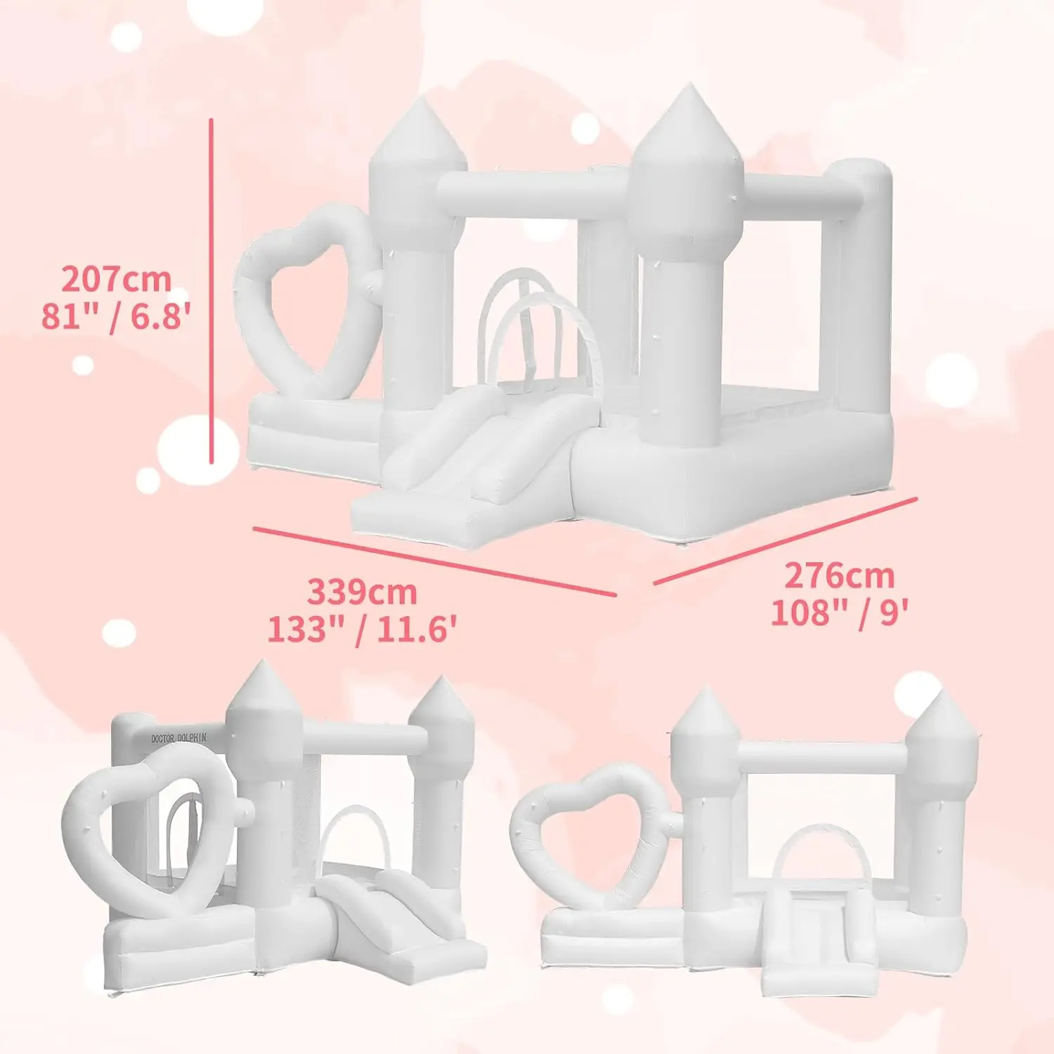 Château gonflable blanc de maison de rebond avec la conception de coeur, château gonflable d'intérieur, maison gonflable extérieure pour la fête de mariage d'arrière-cour, J