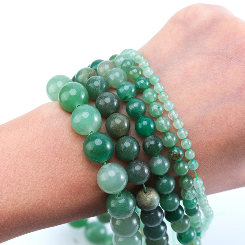 Apx 32-90pcs/Strand 4 6 8 10 12mm Round Green Aventurine Beads for Jewelry Making Natural Stone Beads DIY Bracelet Necklace