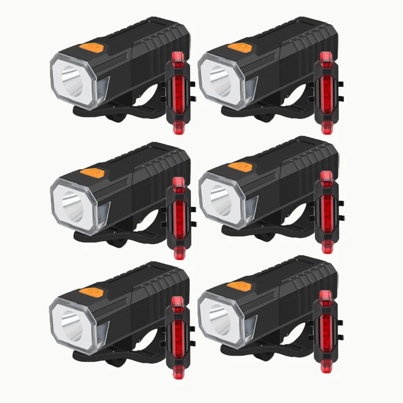 Conjunto de luzes para bicicleta, farol e luz traseira, conjunto dianteiro e traseiro, lanterna recarregável para bicicleta de montanha, lâmpada para ciclismo, acessórios para bicicleta.