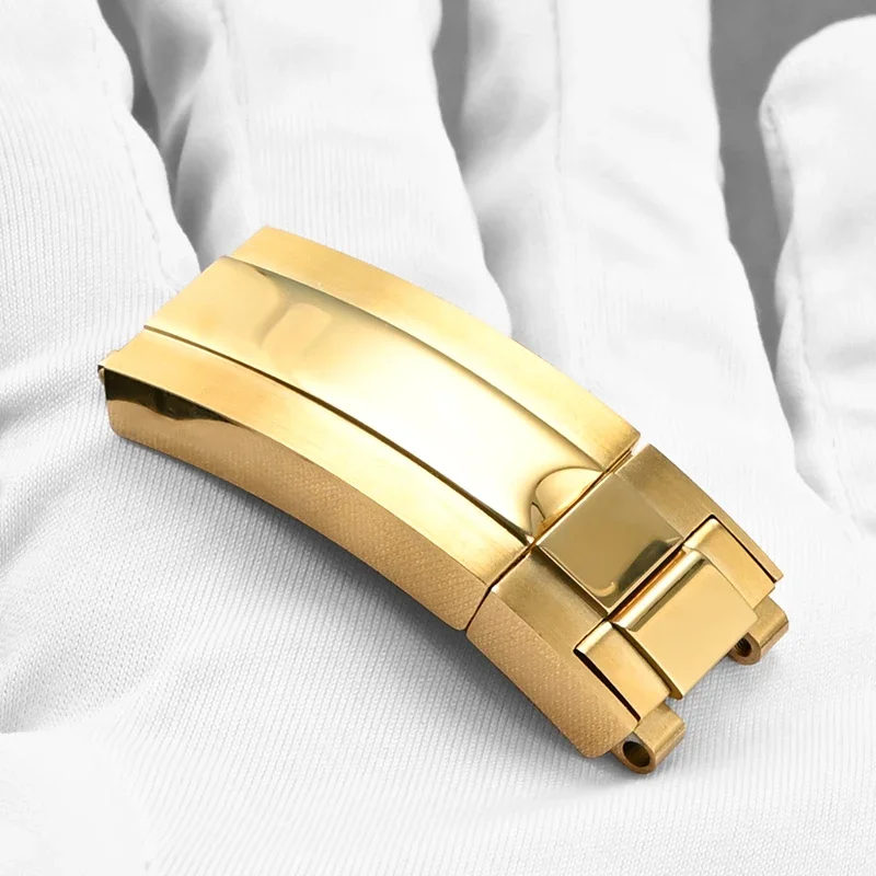 ตัวล็อคแบบพับได้สำหรับนาฬิกาสแตนเลส พร้อมระบบนิรภัย สำหรับนาฬิกา Rolex Submariner Daytona Yacht Master ขนาด 16 มม. สำหรับผู้ชาย