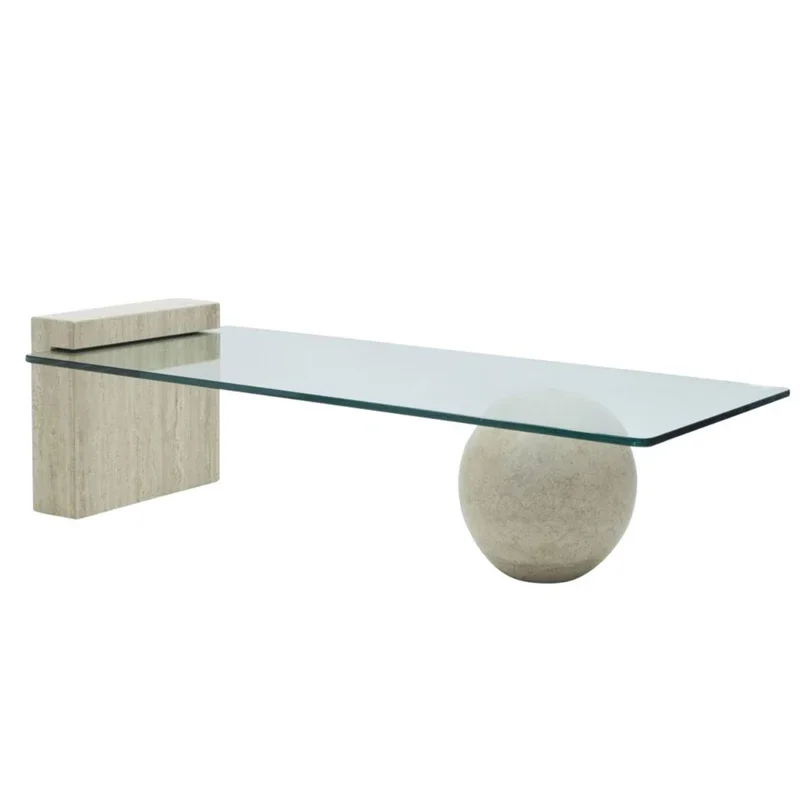 

Скандинавский, персонализированный журнальный столик из травертина из натурального мрамора, легкая роскошная гостиная, квадратный чайный столик из прозрачного стекла, журнальный столик