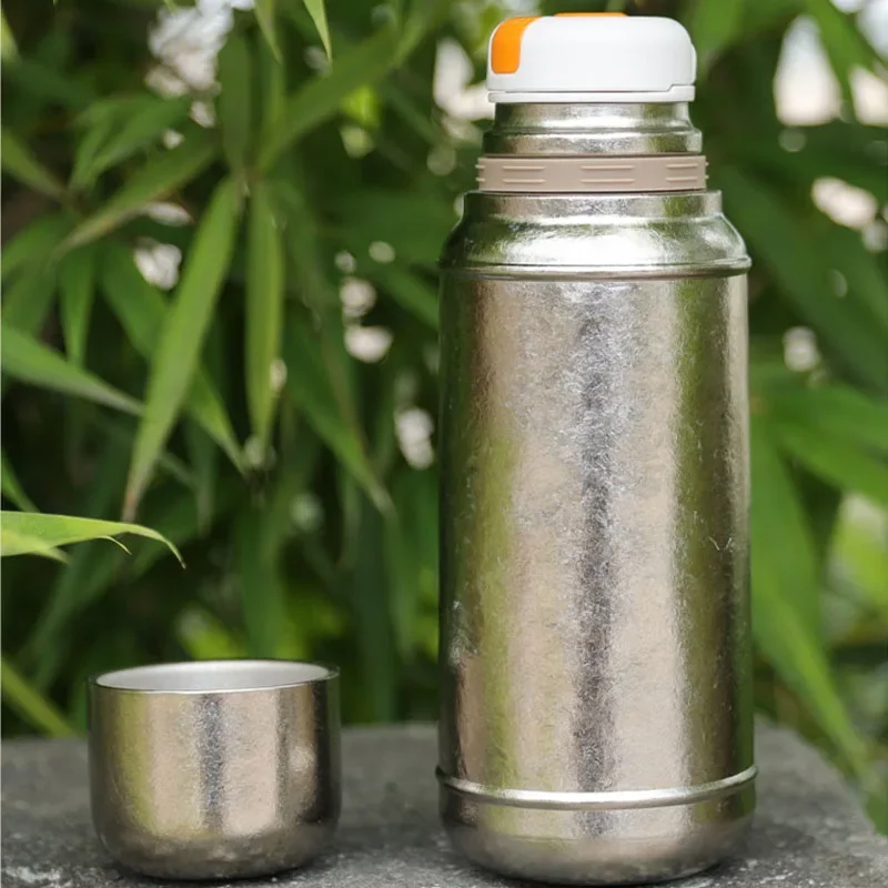 450ml Pure Titanium Thermal Water Bottle With Bouncing Lid and Tea Filter,Double-layer Vacuum Drinking Set,Sports THERMOS CUP