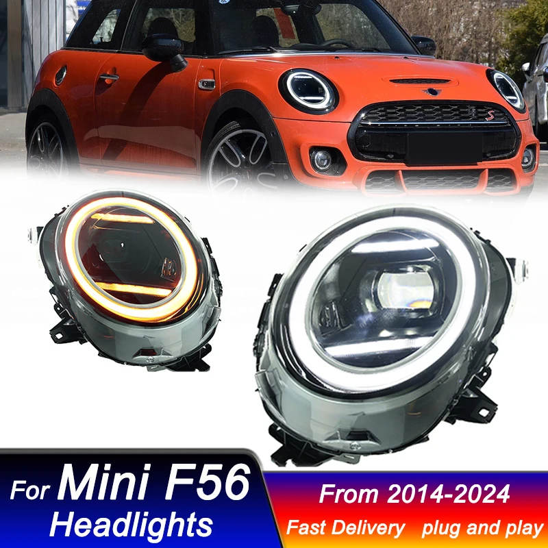 

Стайлинг автомобиля фары для BMW Mini F55 F56 2014-2024 новый стиль светодиодный DRL динамический сигнал фара Bi Xenon Beam аксессуары Фары