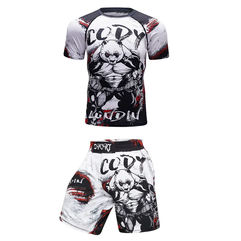 Fitka tepláky běžecký komprese košile kalhot sada fitness MMA BJJ rashguard sport oblek pánská cvičení muay thajské box sportovní oblečení