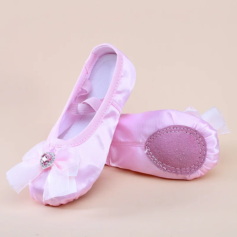 bow purple ballerina shoes stage shoes ballet accessories Line dance shoes casual shoes rhythmic gymnastics toes girl dancewear