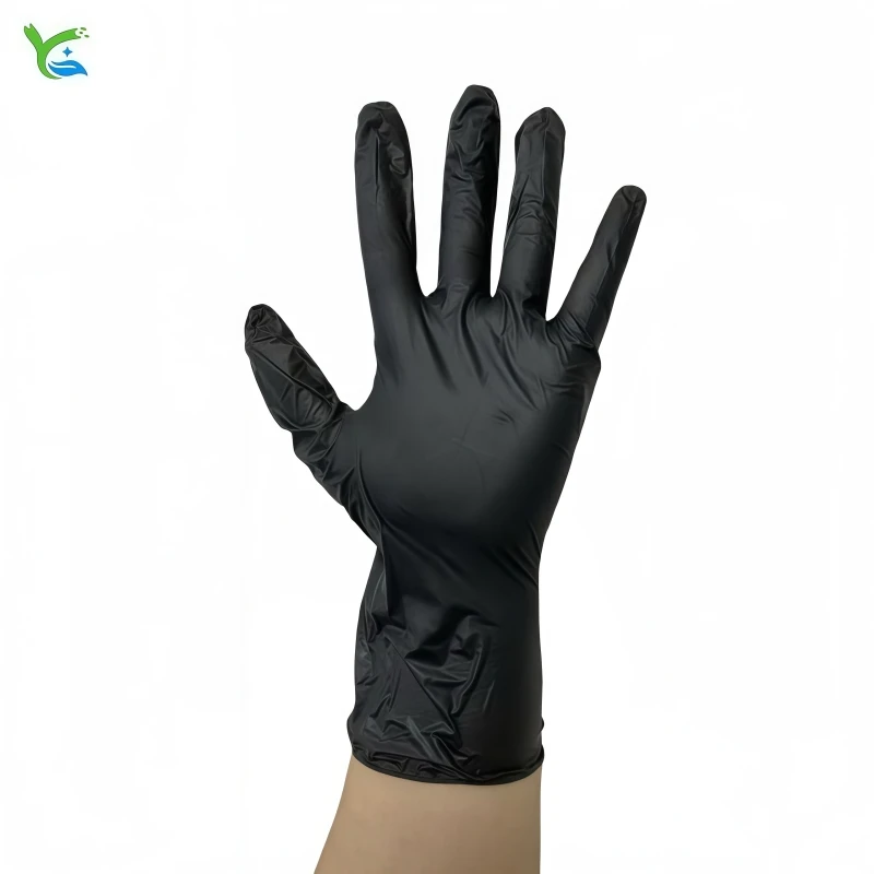 Disposable composite nitrile PVC gloves black thickened durable suitable for beauty catering household use protective gloves