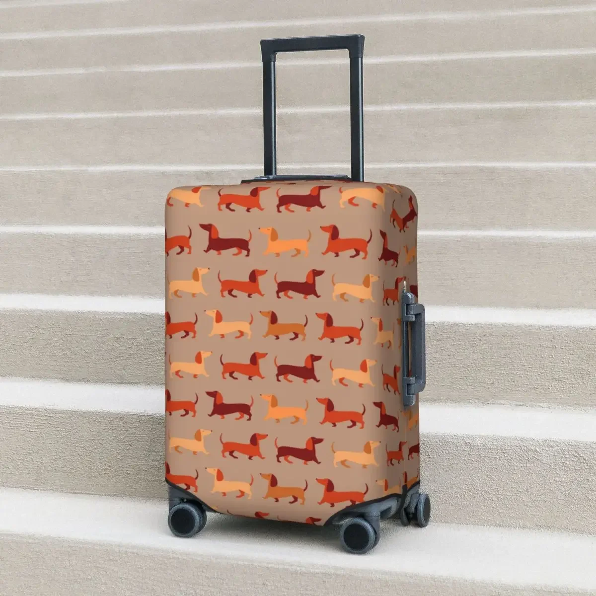 

Cartoon Dachshund Suitcase Cover Colorful Dog Travel Holiday Elastic Luggage Accesories Protection