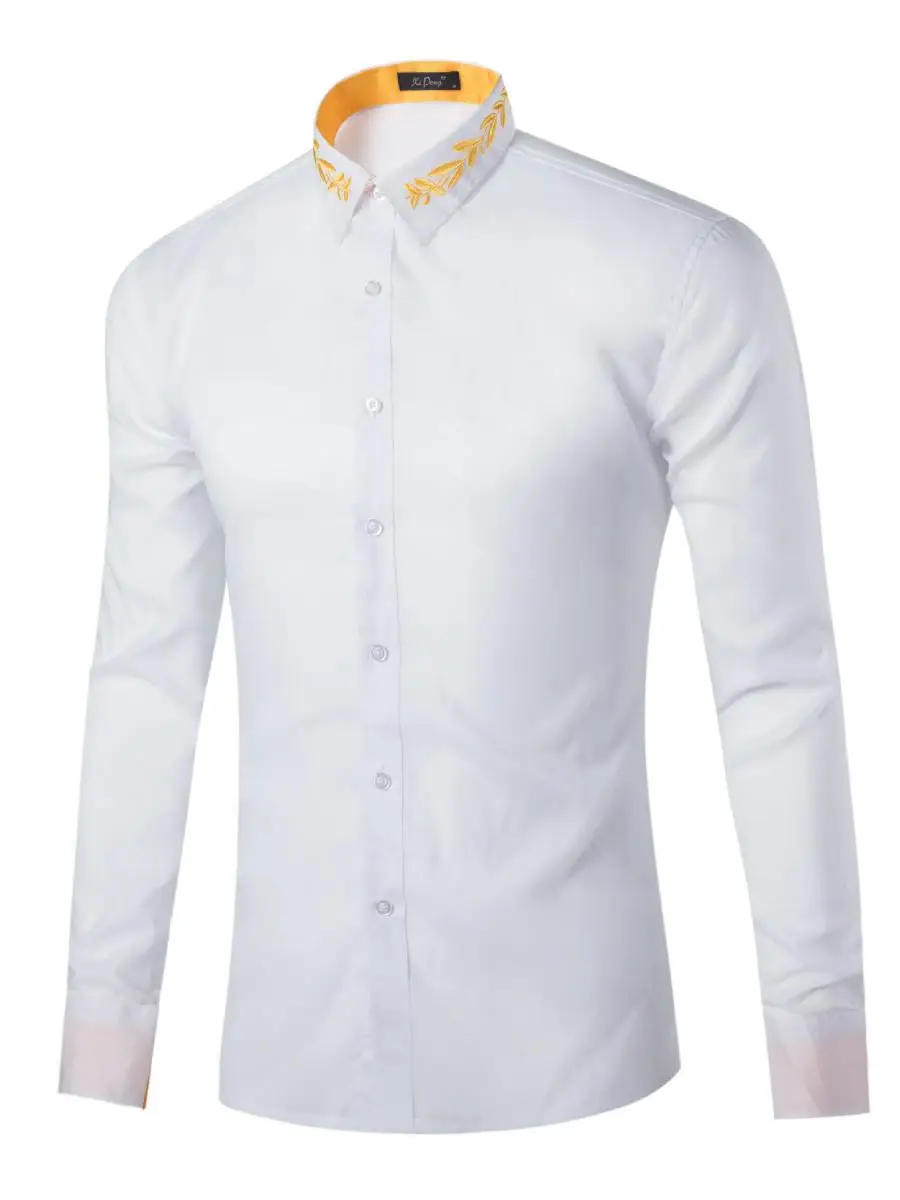 فضفاض طويل Sve للرجال irt لون نقي مطرز طوق M Faion مريح مناسب irt ملابس غير رسمية للخريف #5