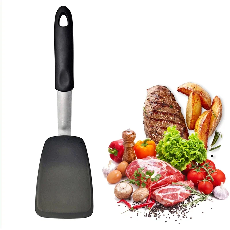 30cm Flexible Silicone Spatula Heat Resistant Turner Non-Stick Cooking Shovel Good Grip Steak Turner For Flipping Frying Pancake