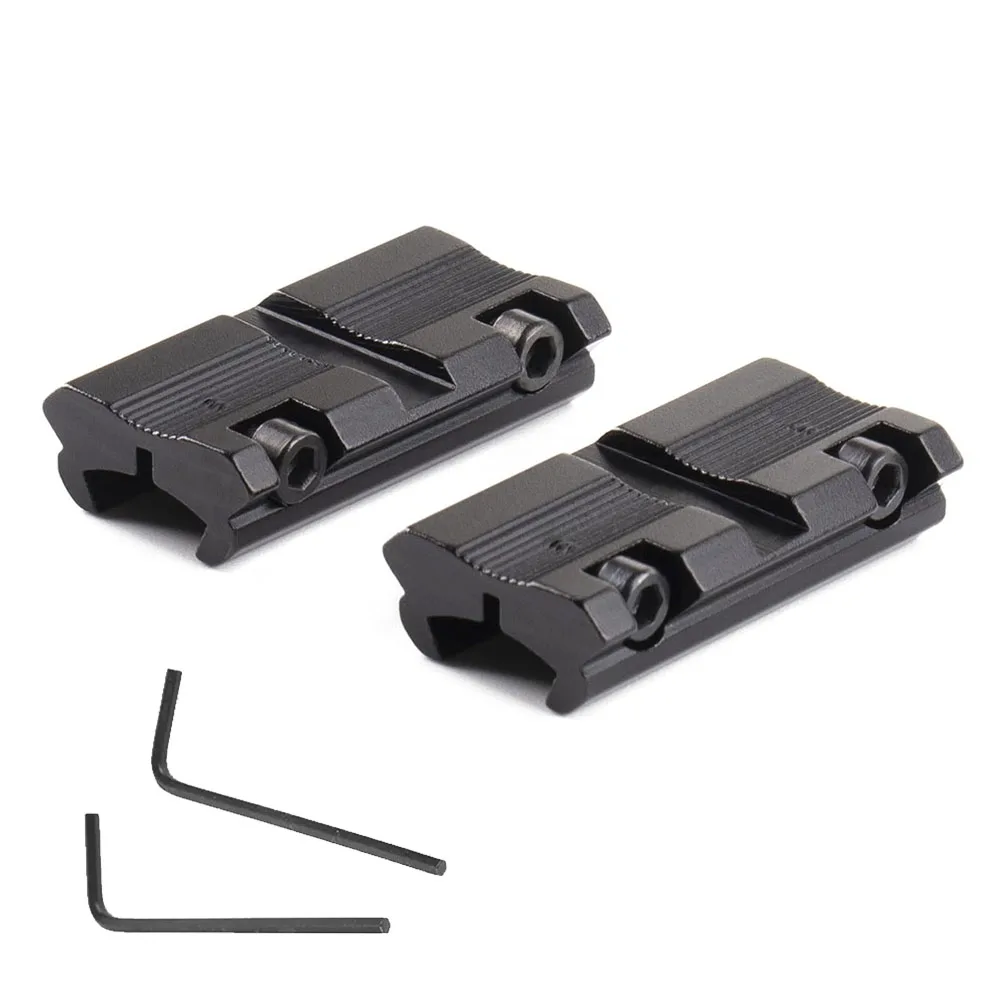 Image of 2 Stück Low-Profile-Konverter 11mm auf 20mm / 22mm Zielfernrohr-Ringhalterungsadapter für Dovetail Weaver Picatinny Schiene Jagdzubehör