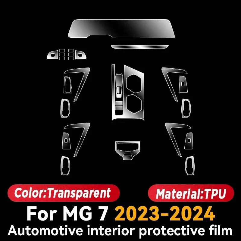 For MG 7 2023 2024 Car Door Center Console Media Dashboard Navigation TPU Anti-scratch Protector Film Auto Interior Accessories