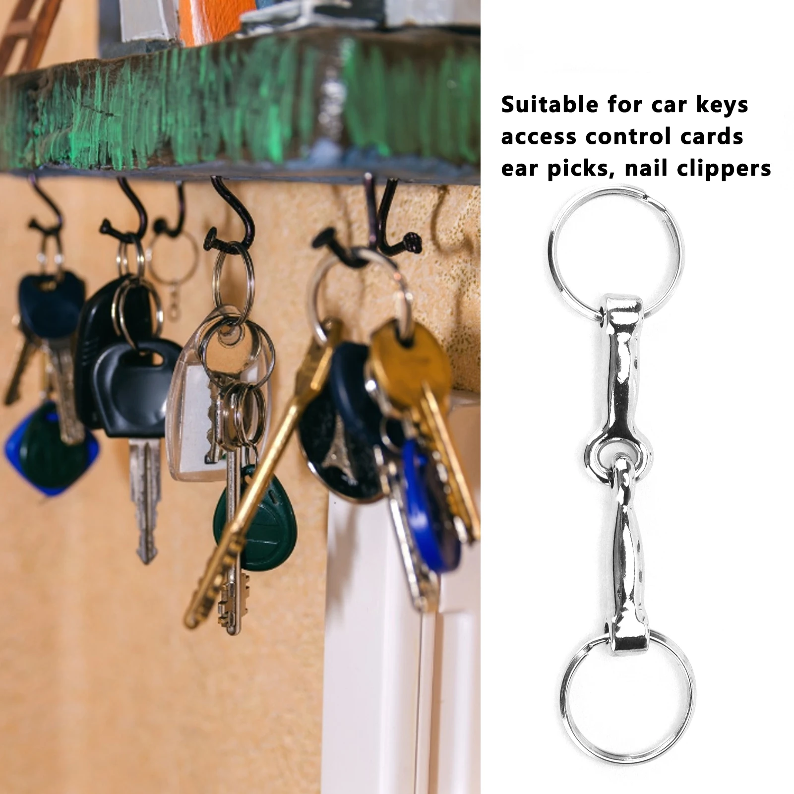 Llavero de aleación de zinc con diseño de bocado de caballo, llavero de bocado de pelham, llavero de aleación de zinc con conector único, llavero con forma de bocado de caballo
