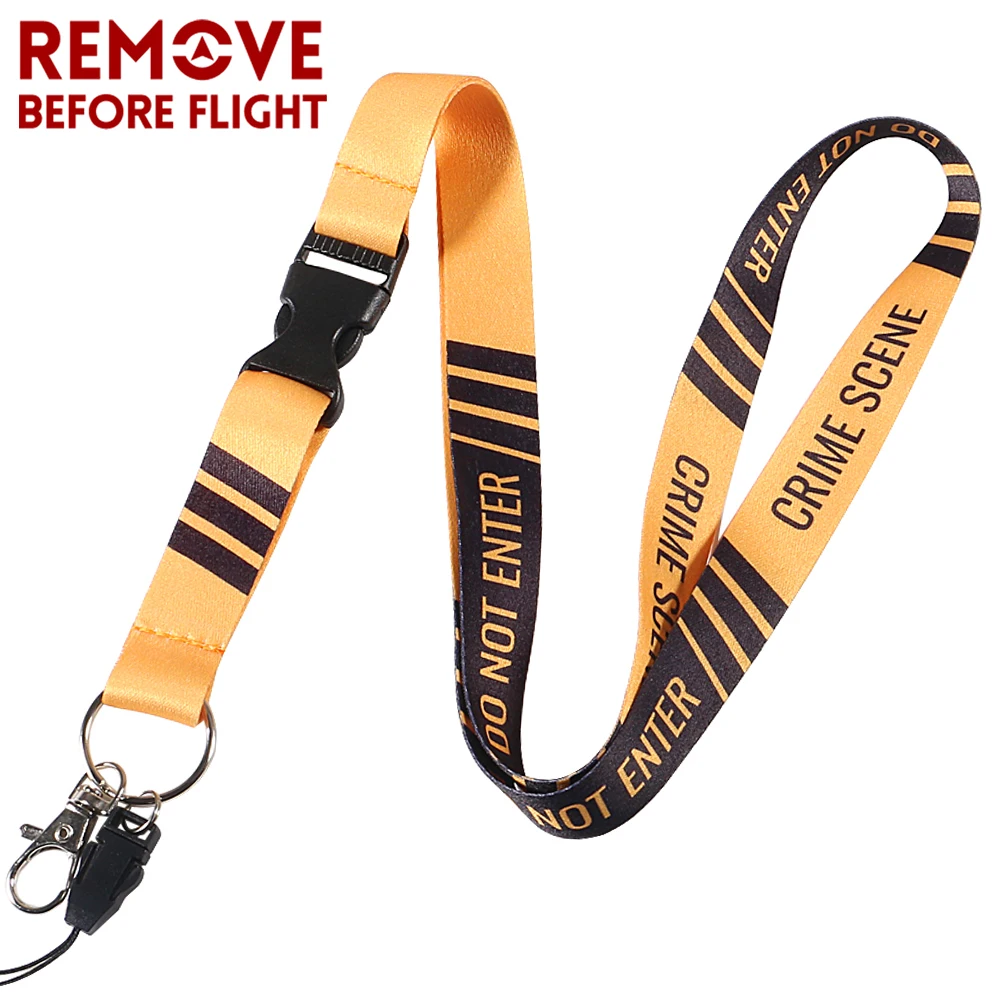 1 PC Fashion Lanyards Crime Scene Lanyard For ID Badge Holders Pass Gym Mobile USB Badge Holder Lanyards Neck Strap Keyring