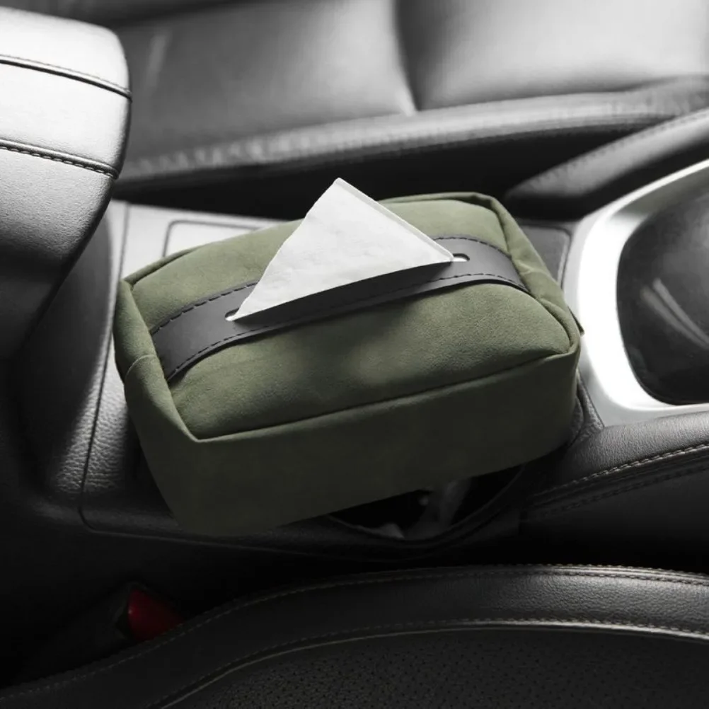 

Microfiber Leather Car Tissue Box Auto Sun Visor Seat Back Hanging Tissue Box Holder Car Armrest Box Paper Towel Organizer Gifts