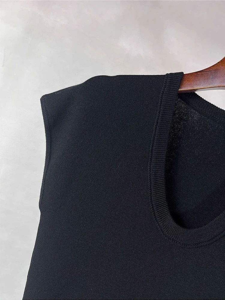 Ijs Zijde Gebreide Mouwloze Tops Zomer Chic Dunne Vrouwen Top Casual Veelzijdige Slim Fit Korte Mouw T-shirt Koreaanse Stijl Kleding