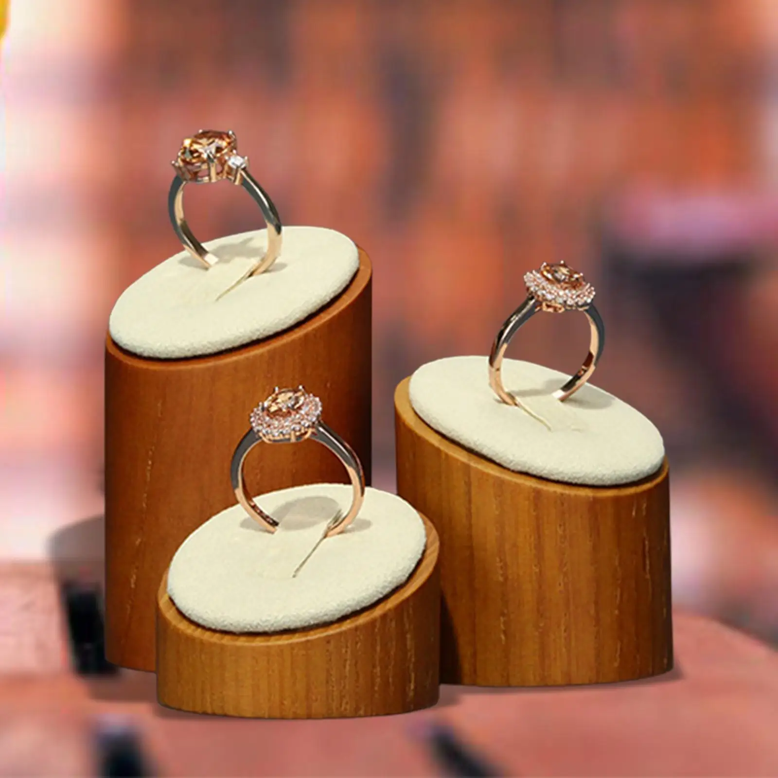 

Подставка-органайзер для демонстрации 3 колец из массива дерева, для фотосъемки, ювелирных изделий, для прилавка, розничных магазинов, личных витрин, туалетных столиков